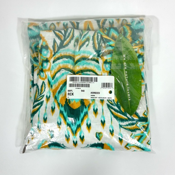 Farm Rio Tropical Tapestry Euroflax Premium Linen Maxi Dress Off White M NWT - Picture 17 of 17